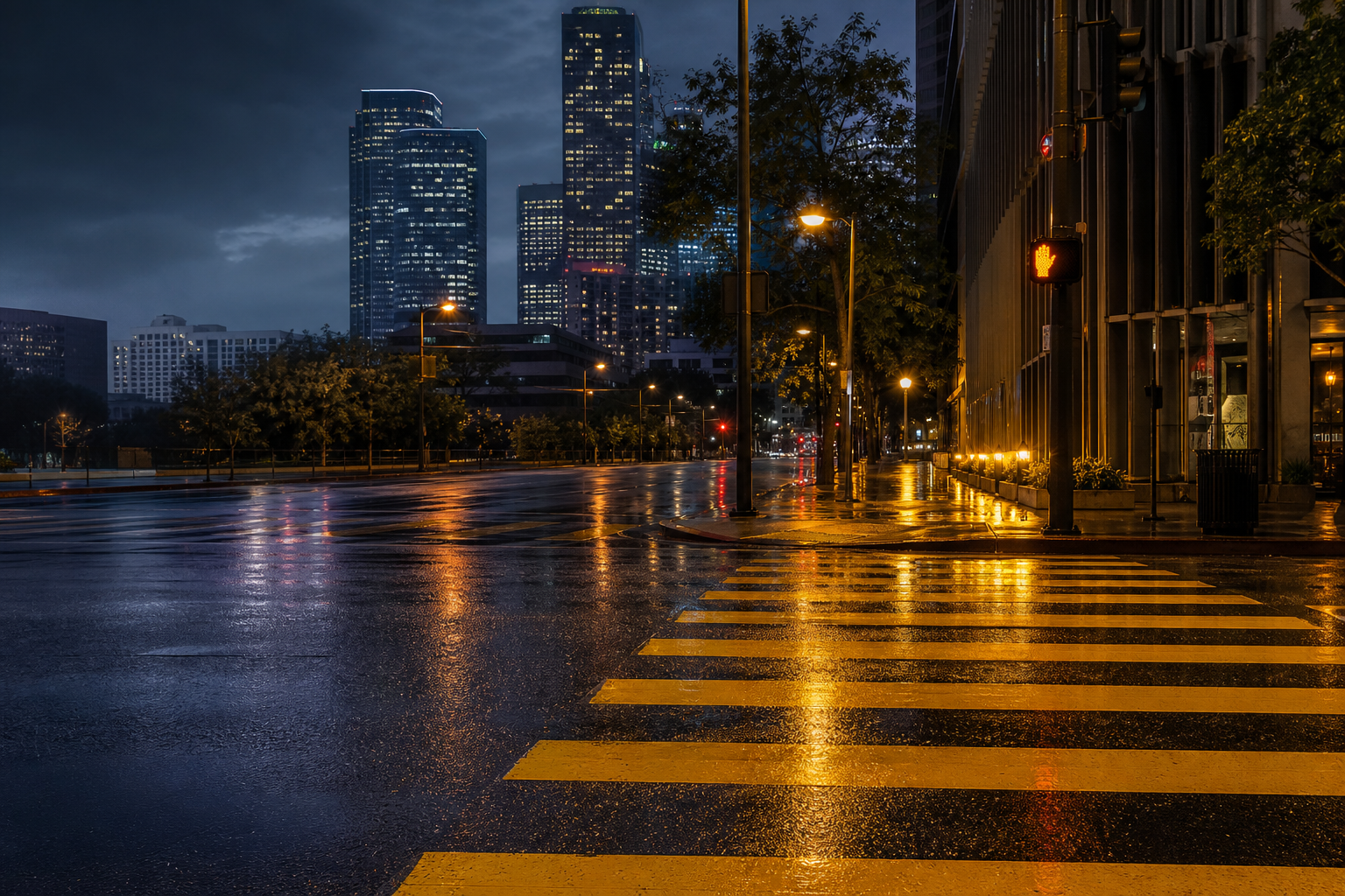 California crosswalk at night